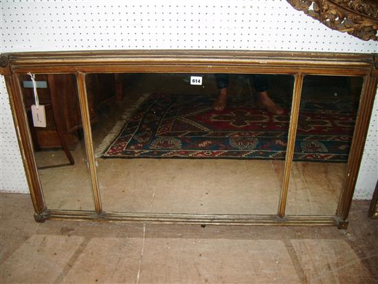 19th century giltwood triple plate overmantel mirror
